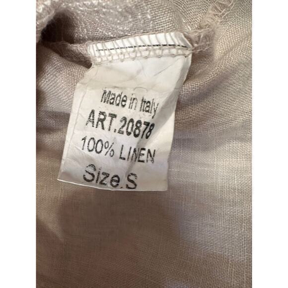 Valentina Naldi Beige Blouse Made Italy Ruffle Sleeve Floral Embroidered Small - Picture 9 of 16